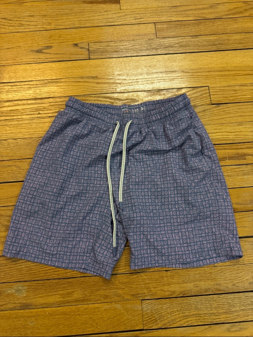 Faherty Purple Patterned Athletic Shorts